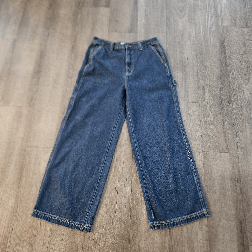 Cello High Rise Wide Leg Carpenter Jeans Size Cello 13/32 Medium Wash Denim